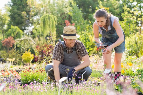 Satisfied customers enjoying their well-manicured gardens